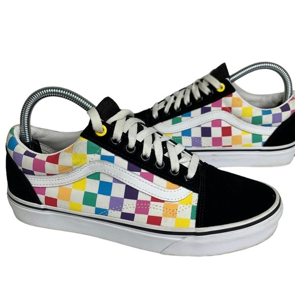 Vans Old Skool Unisex Rainbow Check Excellent Condition Women Size 8.5 M